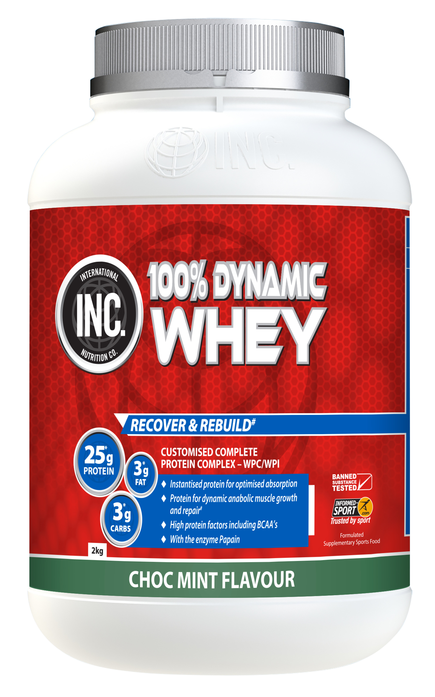 INC 100 Dynamic Whey Choc Mint Flavour 2kg