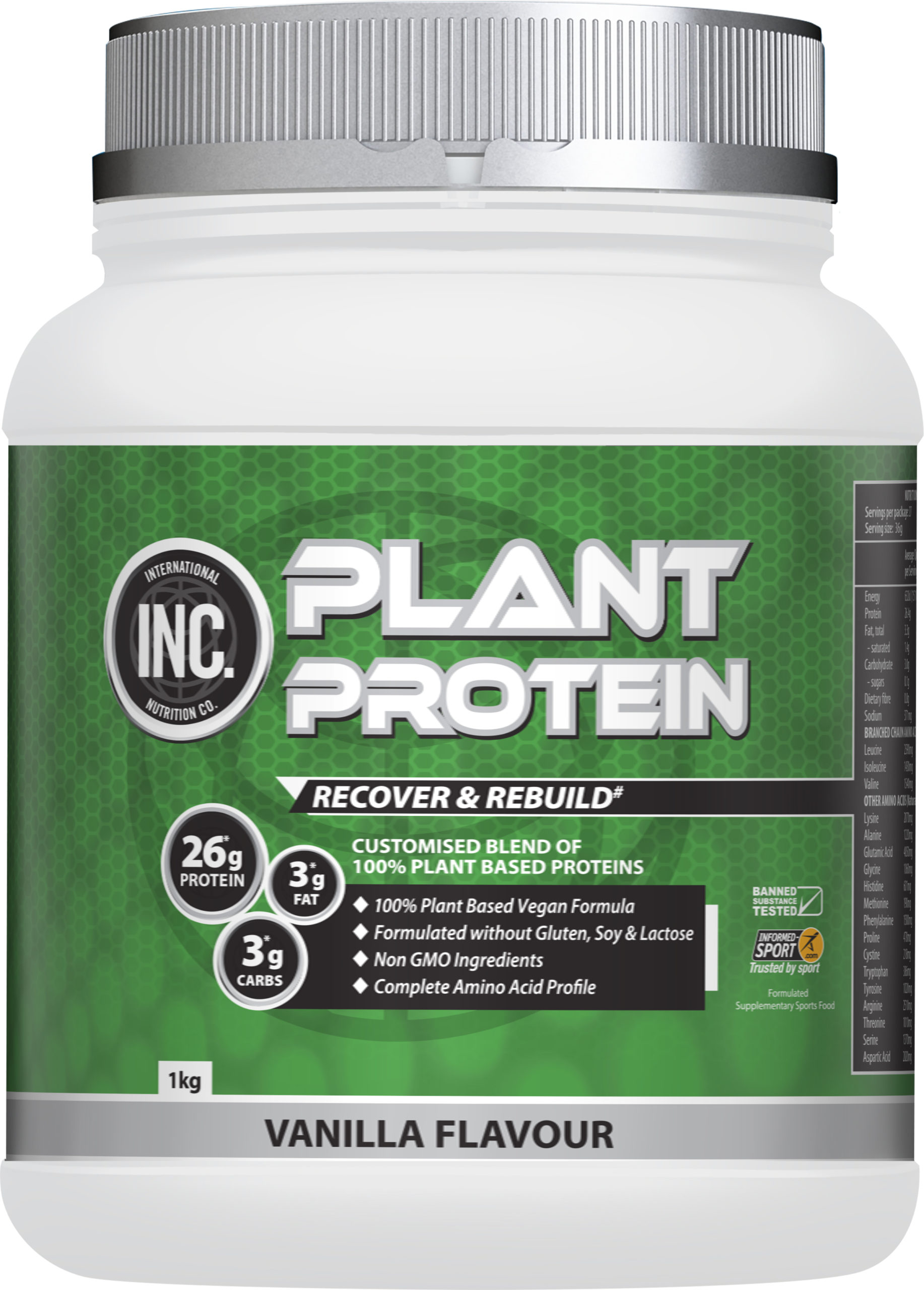 9893 INC Plant Protein Vanilla 1kg